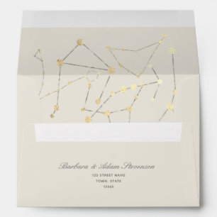Gold Stars Celestial Wedding Envelope