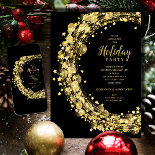 Gold Stars Christmas Holiday Invitation