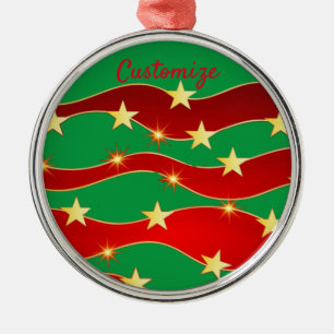 Gold Stars Christmas Sky Thunder_Cove Metal Ornament