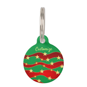 Gold Stars Christmas Sky Thunder_Cove Pet Tag