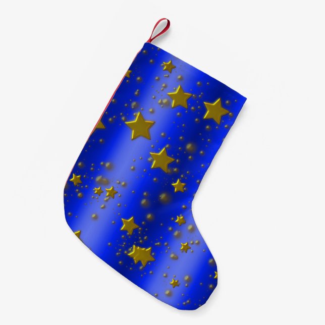 Gold Stars Christmas Small Christmas Stocking (Front (Hanging))