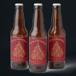 Gold Stars Christmas Tree on Red Fun Holiday Beer Bottle Label<br><div class="desc">These fun holiday beer labels feature a festive design with a Christmas tree made of gold lights or sparkles on a marbled crimson red background. The caption reads "Merry Christmas" with room for a short note or signature, and the type of beer or bottle contents. Perfect for home brewers, or...</div>