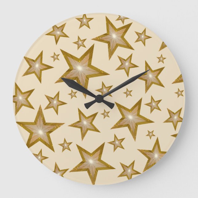 "Gold" Stars clock round cream (Front)