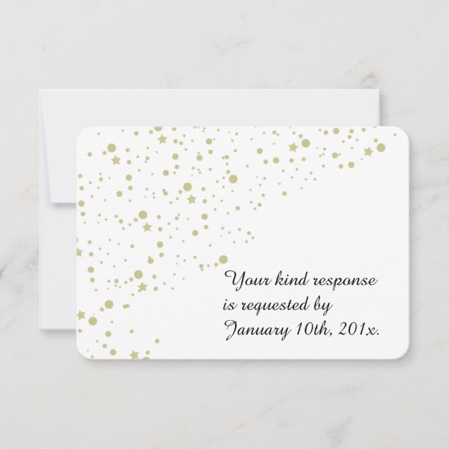 Gold Stars Confetti Mariage blanc RSVP (Devant)