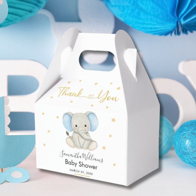 Gold Stars Elephant Baby Shower Favour Box (Creator Uploaded)