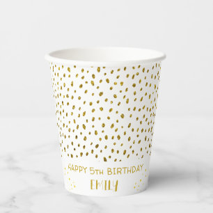 Gold Stars Faux Glitter Birthday Kids Girl  Paper Cups
