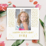 Gold Stars Faux Glitter Birthday Kids Girl Photo Napkin<br><div class="desc">Gold Stars Faux Glitter Birthday Kids Girl Photo Napkins. The napkins has golden stars and faux glitter dots. Cute birthday party napkins for your friends and family. Upload your photo and personalize the napkins with your name and text.</div>