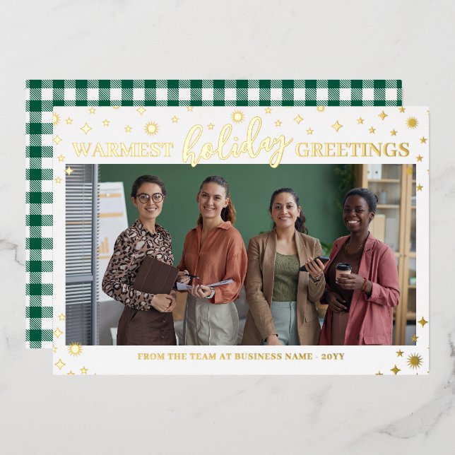 Gold Stars Flares Warmest Holiday Greetings (Front/Back)