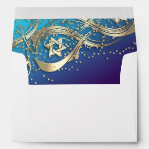 Gold Stars Flourish Gold Confetti Turquoise Envelo Envelope
