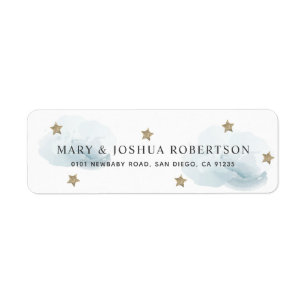 Gold Stars & Fluffy Clouds Address Label