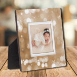Gold Stars Frameless Family Photo Easel Back Plaque<br><div class="desc">Made to look dimensional, a border of stars and dots on gold creates a beautiful frame for your favourite photo on this tabletop plaque with a built-in easel. The image is put directly on the hardboard panel for a stunningly crisp image with an easy wipe clean surface. Great as a...</div>