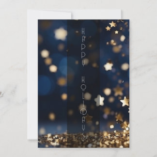 Gold Stars Glitter Happy Holidays Holiday Card