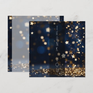 Gold Stars Glitter  Thank You Card