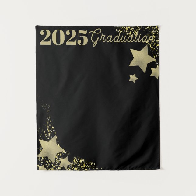 Gold Stars  Graduation  Backdrop Tapestry (Front)