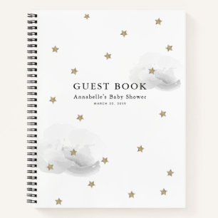 Gold Stars & Grey Clouds Baby Shower Guest Book