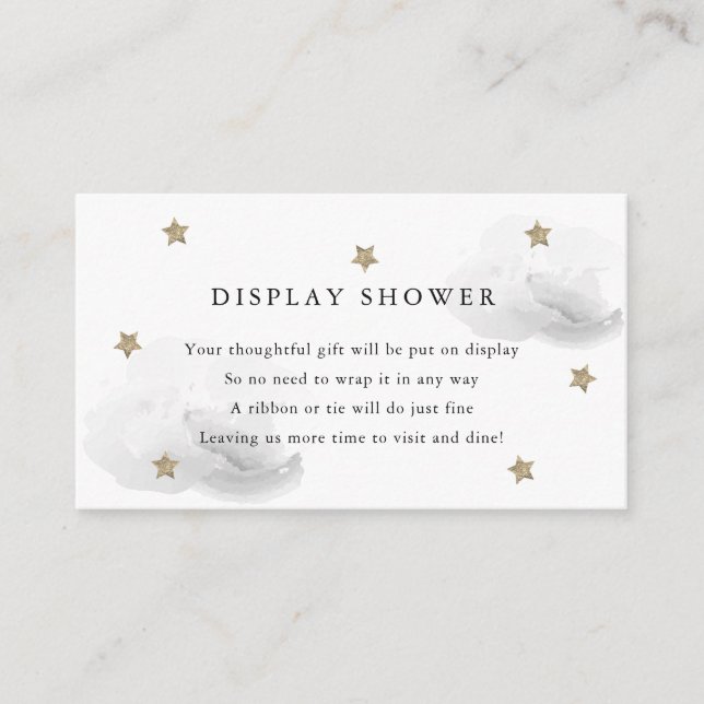 Gold Stars & Grey Clouds Display Shower Enclosure Card (Front)