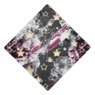 Gold stars grunge abstract stylish urban modern graduation cap topper