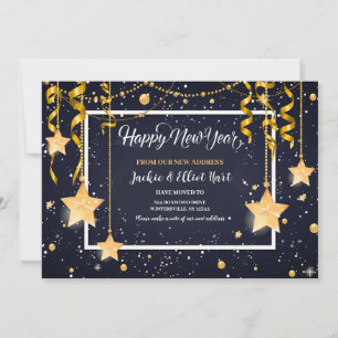 Gold Stars Happy New Year Moving Announcement 