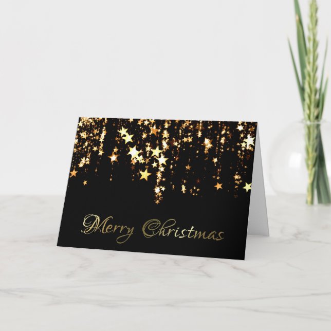 Gold Stars Joyeuse carte de voeux de Noël (Devant)