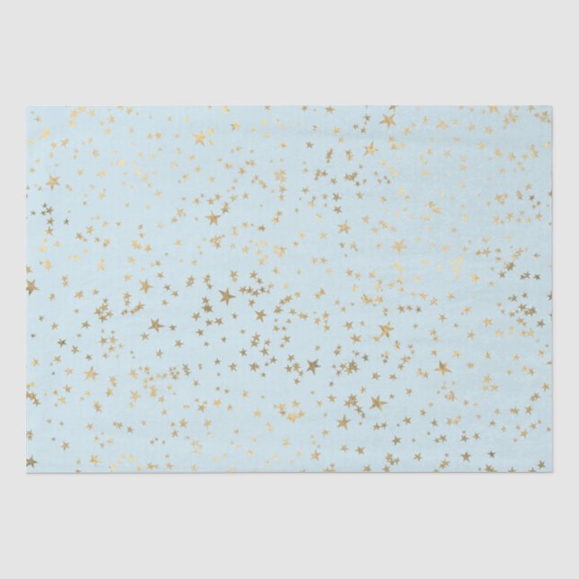 Gold Stars Light Blue Tissue Paper (Front)