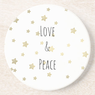 Gold Stars Love and Peace Coaster