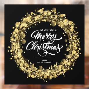 Gold Stars Merry Christmas Black Window Cling