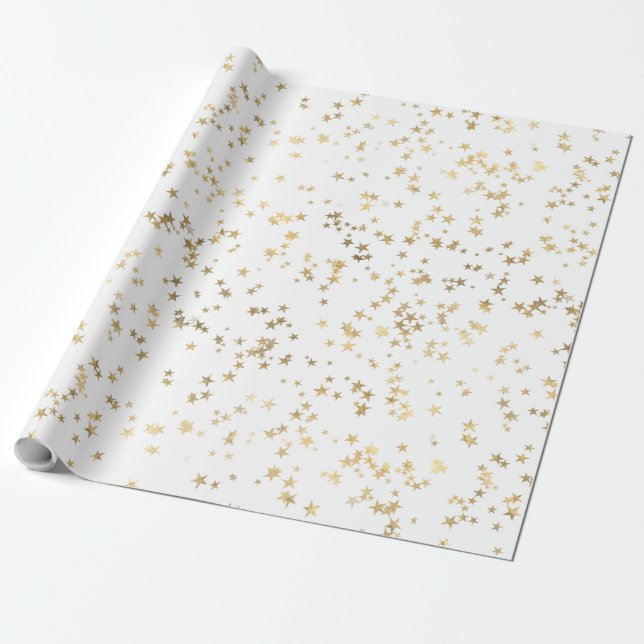Gold Stars Minimalist Elegant Wrapping Paper (Unrolled)