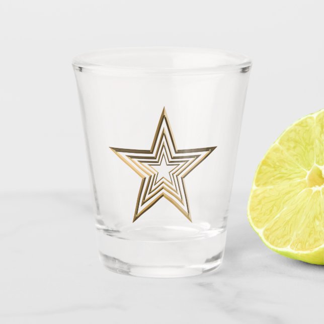 Gold stars modern pattern clear shot glass (Front)