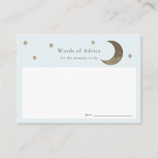 Gold Stars & Moon Blue Baby shower Conseils Cartes (Devant)