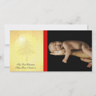 Gold Stars My 1st Christmas Baby Carte photo