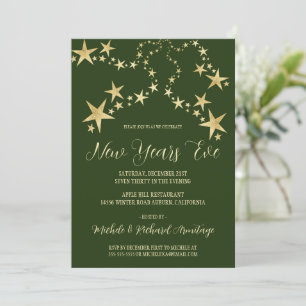 Gold Stars New Years Invitation