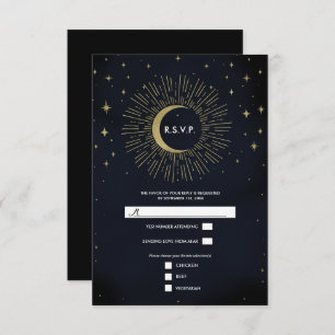 Gold Stars Night Celestial Sunburst Moon RSVP
