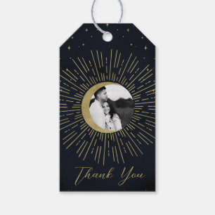 Gold Stars Night Celestial Sunburst Moon Wedding Gift Tags