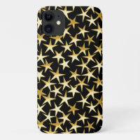 Gold stars on a black background