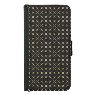 Gold Stars on Black Repeating Pattern Samsung Galaxy S5 Wallet Case
