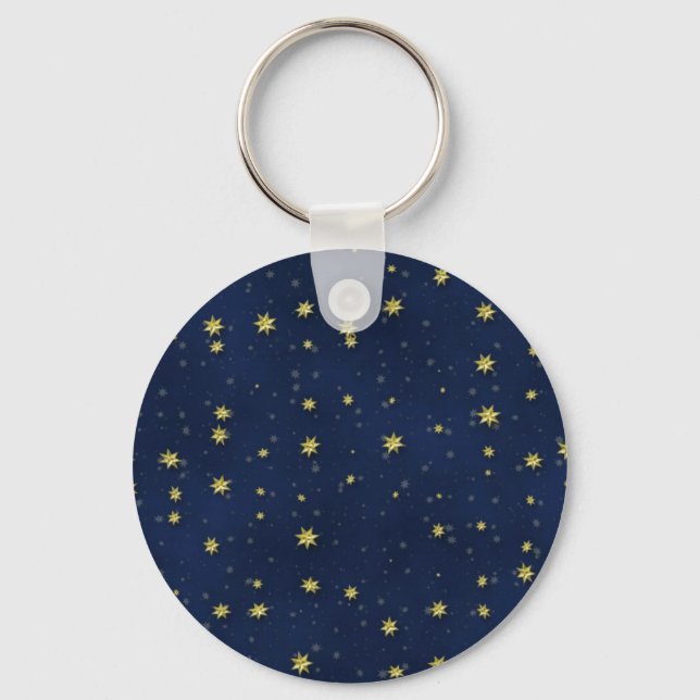 Gold Stars on Dark Blue Field Gift Series Keychain (Front)