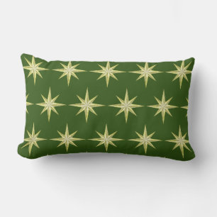 Gold Stars on Green Lumbar Pillow