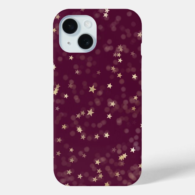 Gold Stars On Maroon Case-Mate iPhone Case (Back)
