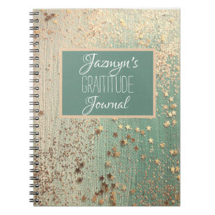 Gold Stars on Sage Gratitude Personalized Notebook