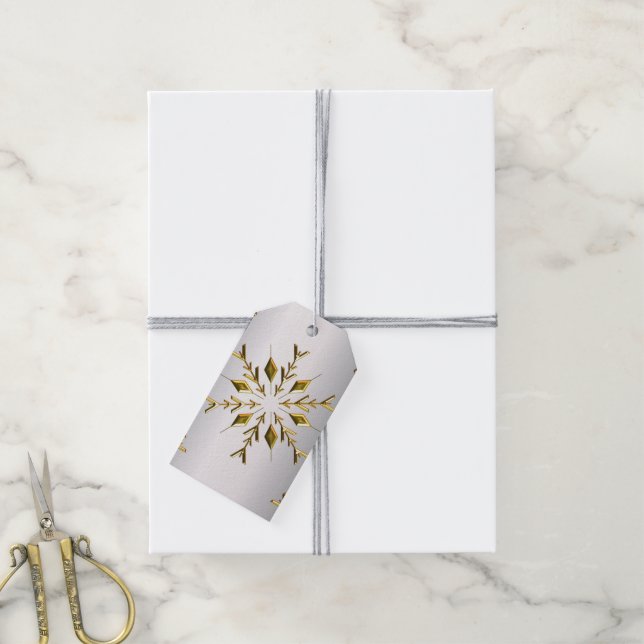 Gold Stars on Silver Gift Tags (With Twine)