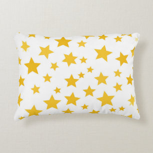 gold stars on white background accent pillow