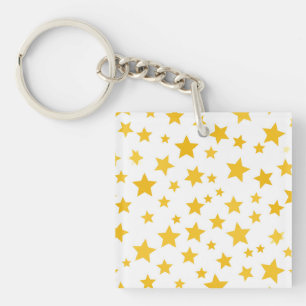 gold stars on white background keychain