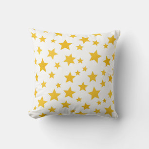 gold stars on white background throw pillow