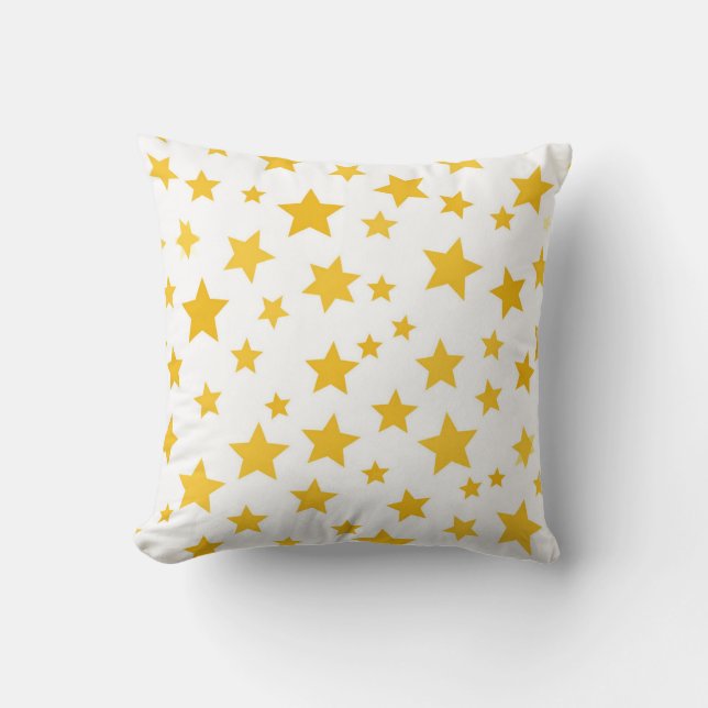 gold stars on white background throw pillow (Front)