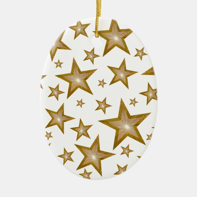 Gold Stars ornament oval white (Front)