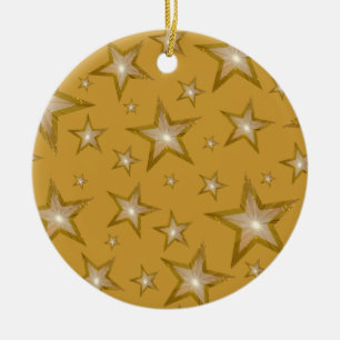 Gold Stars ornament round gold
