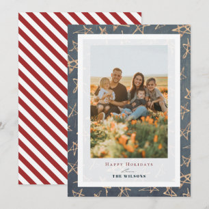 Gold Stars Patriot Noël Carte photo