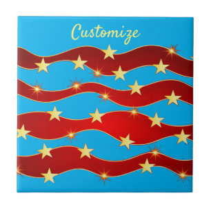 Gold Stars Patriotic Sky Thunder_Cove  Tile