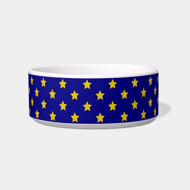 Gold Stars Pattern, Navy Blue, Exclusive Bowl (Front)