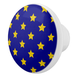 Gold Stars Pattern, Navy Blue, Exclusive Ceramic Knob